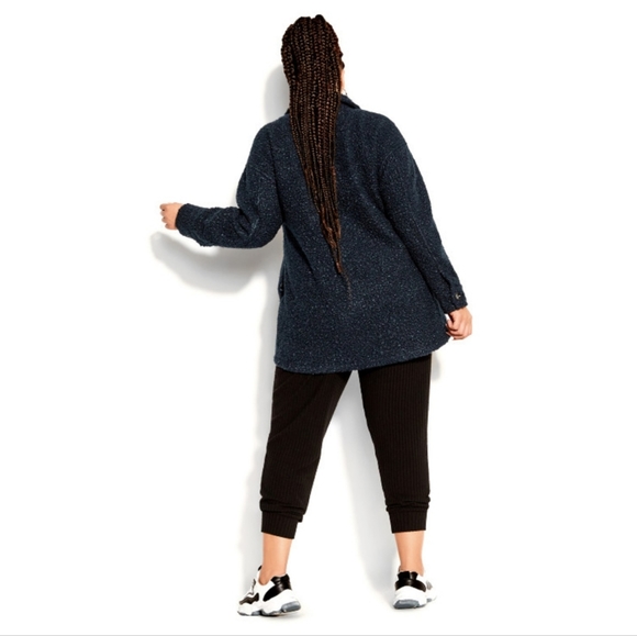 NWT City Chic CCX Teddy Shacket Steel Blue Size 14 - Picture 3 of 12